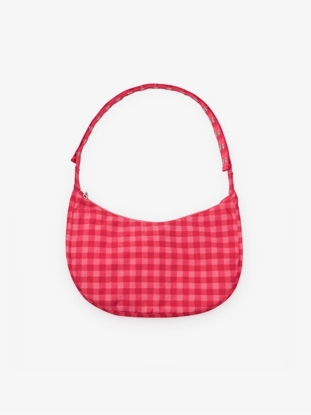 BAGGU Molly Goddard Popper Strap Medium Crescent Ruby Gingham